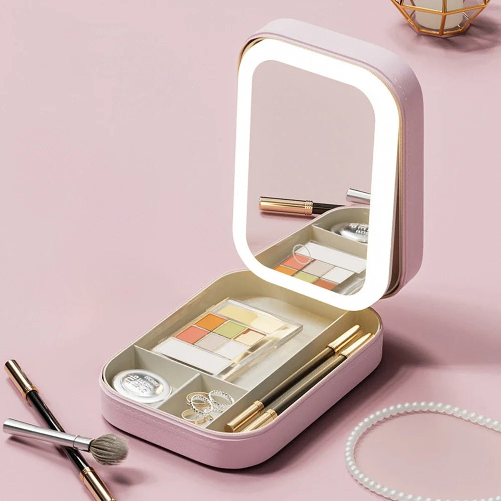 Portable LED Mirror Makeup Box