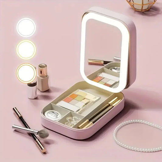 Portable LED Mirror Makeup Box