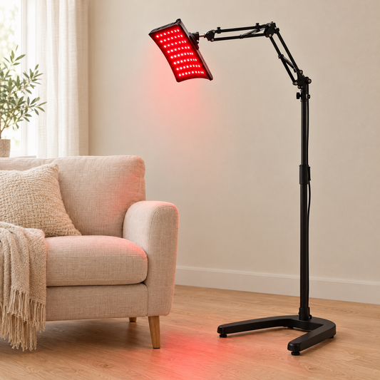 Glow 20 Red Light Lamp on its floor stand by Gizimoto